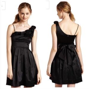 Black Juniors Short One Shoulder Cocktail Dress